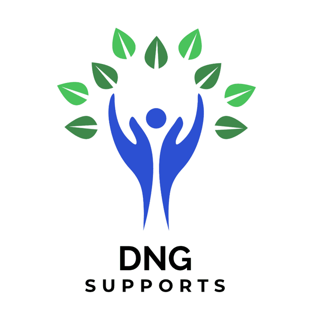 DNG Supports logo: two hands lifting a person beneath a canopy of leaves